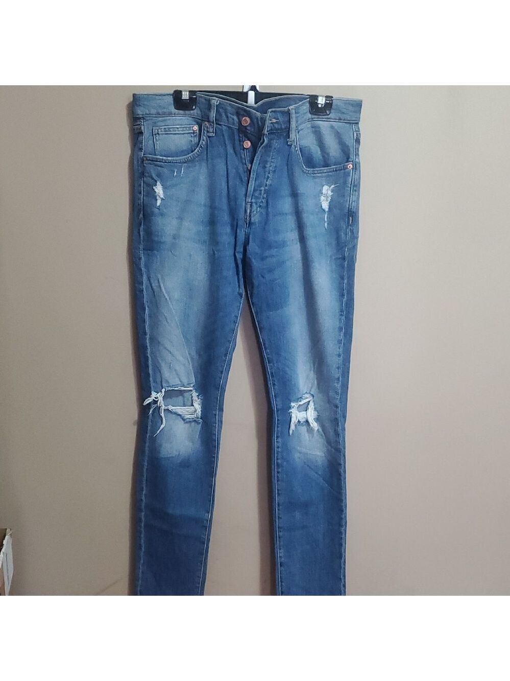 H&M Men's Blue Distressed Slim Fit Jeans Size 33